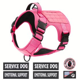 Tactical Pet Chest Service Dog Harness Vest Adjustable Reflective Dog Harness Metal Buckle Hiking Training (Option: Pink-S)