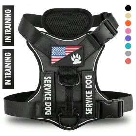 Reflective Breathable Solid Color Polyester Dog Strap (Option: Black-XL)