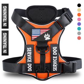 Reflective Breathable Solid Color Polyester Dog Strap (Option: Orange-XL)