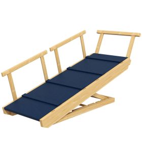 Adjustable Dog Ramp, Foldable Pet Ramp with Non Slip Surface for Bed and Sofa (Option: Natural Wood-1085x465x140 mm)