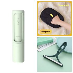 2-1 Reusable Pet Hair Remover Brush Lint Roller Portable Effective Self Cleaning Tool for Cat Dog Fur Hair Dust Removal Brush (Option: Green set)
