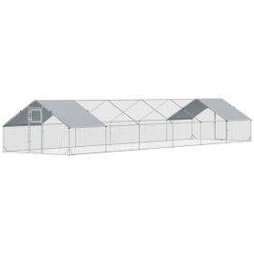 Large Chicken Coop with Waterproof and Anti-UV Cover, Spire Shaped for Outdoor and Yard Farm Use, 39' x 10' x 6.4' (Option: Silver-2050x340x190 mm)