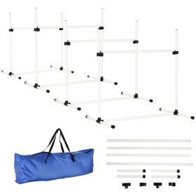 4 Piece Dog Agility Training Equipment for Dog Agility Course with Adjustable Height Jump Bars, Included Carry Bag, & Displacing Top Bar, White (Option: White-950x180x180 mm)